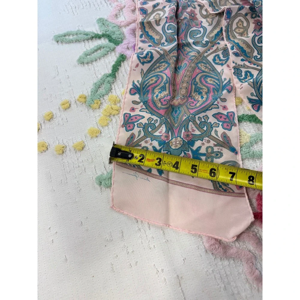 Ginnie Johansen Vintage Paisley Floral Oblong Scarf Pink Teal Boho Accessory